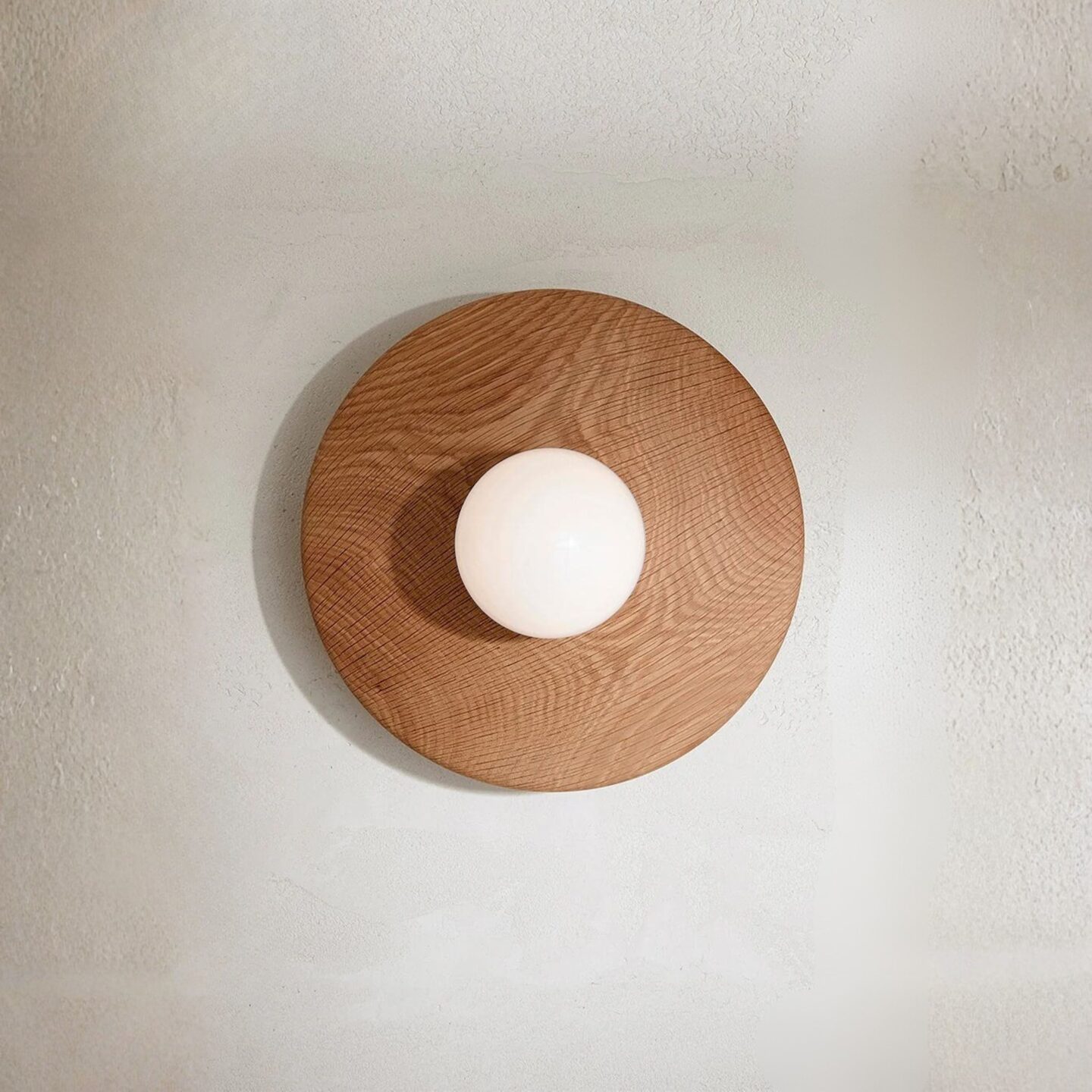 Bright Beads Disc Wall Light Oak & Brushed Nickel